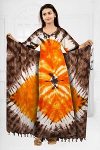 Vintage Tie Dye <b>Kimono</b> <b>Maxi</b> <b>Dress</b> Plus Size Boho Hippie Style Long Kaftan for Women Beach Resort Holiday Wear - Product Image 4