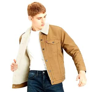 แจ็คเก็ตผ้าใบขนเป็ดใส่สบายสำหรับผู้ชายซับในของเชอร์ปาซับในแบบดั้งเดิมมีซิปปิดฤดูหนาวเสื้อบอมเบอร์ - Product Image 3