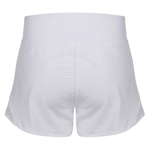 Shorts de sport blancs tricotés taille haute respirants avec taille élastique pour femme – Shorts de yoga fitness couleur unie coupe classique pour femme - Product Image 3