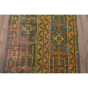 Alfombra Vintage, Alfombra Turca Pequeña de 1.7x3 pies, Alfombra con Bordes Verdes y Azules - Product Image 3