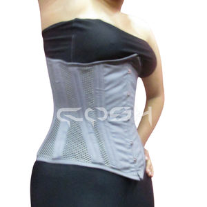 Corset de formation de la taille en coton gris personnalisé avec maille respirante |   Corset de maintien pour la taille - Product Image 4