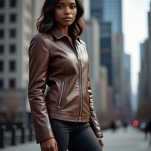 Chaqueta de cuero genuino para mujer, abrigo largo de cuero holgado, capa superior transpirable, chaquetas de cuero de vaca para mujer - Product Image 1