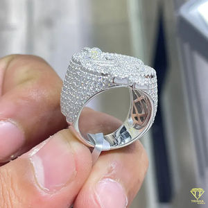 Anillo de hombre cultivado en laboratorio completamente helado, anillo de signo de dólar de Hip Hop, anillo redondo cultivado en laboratorio de Hip Hop, anillo personalizado - Product Image 2