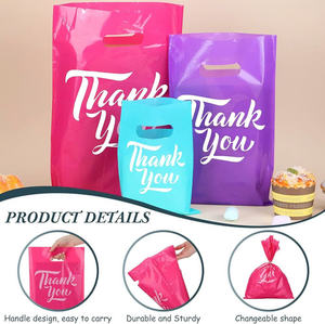 Prix compétitif Vente en gros Sacs à provisions en plastique, Sacs à provisions découpés avec poignées imprimés logo personnalisé - Product Image 5