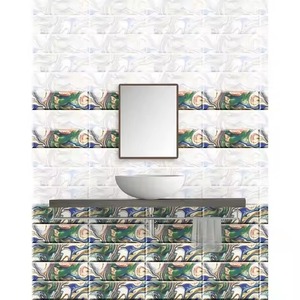 กระเบื้องผนังห้องครัวพอร์ซเลนสีเขียวและสีขาวขนาด300X450มม. พื้นผิวขัดมันกระเบื้องเซรามิกสำหรับตกแต่งบ้านสำหรับใช้ในร่ม - Product Image 3