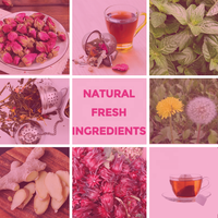 Thé Détox Beauté aux Herbes Saveur Fraise Naturelle Marque Blanche OEM, 14 Sachets Pyramidaux Rose Menthe Hibiscus pour Adultes