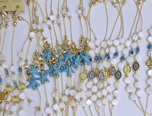 DAFNI BIG PAZAR Porte-clés religieux artisanal pour femme en fer et acier inoxydable, avec perles blanches, œil bleu et zircon décoratif - Product Image 1