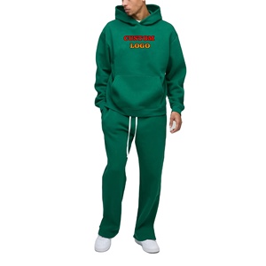 Ensemble sweat à capuche et pantalon surdimensionné en coton 100% vintage de gros pour hommes, logo brodé personnalisé, streetwear 2 pièces - Product Image 1