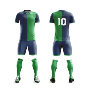 Ensembles d'uniformes de football unisexes personnalisés en gros, 100 % polyester, manches courtes, imprimés, confortables, avec logo, couleurs et tailles personnalisables - Product Image 1