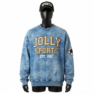 Sweat-shirt pour homme en coton doux et polaire, 320 GSM, bleu délavé au soleil, logo imprimé personnalisé, sweat-shirt basique pour homme - Product Image 6