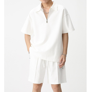 Ensemble tendance été pour hommes personnalisés T-shirt et short décontractés en coton respirant Survêtement court 2 pièces - Product Image 5