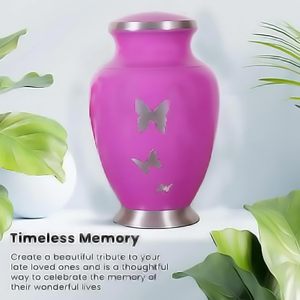 Engraved Aluminium Cremation <b>Urn</b> for Human Ashes Adult Male Female Pets <b>Cat</b> Dog <b>Urn</b> Large Burial Funeral <b>Urns</b> for Ashes (Pink) - Product Image 5