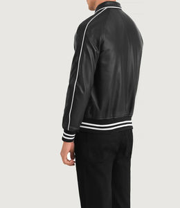 High Quality <b>Black</b> Leather Winter Jacket for Men Windproof Breathable Stand Collar Customizable Design OEM Service Wholesale - Product Image 3