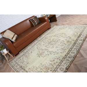 5,2x8,1 ft Large Turkish Rug, Vintage Rug, <b>Brown</b> Yellow Polka dot <b>Wool</b> Rug - Product Image 5