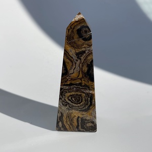 Tour de stromatolite naturelle polie, pointe de cristal de pierre fossile, spécimen minéral fossile ancien, décoration en pierres précieuses en gros - Product Image 1