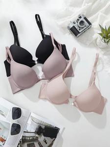 Sujetador sin aros personalizado de fábrica para mujer, almohadillas para sujetador de inmersión con correa ancha, Sujetador de copa triangular de cobertura completa, logotipo tejido - Product Image 3