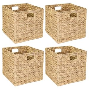 Natural Water Hyacinth Hand <b>Woven</b> Square Storage <b>Basket</b> with Handles Foldable Living Room Organizer VIETCHOICE - Product Image 1