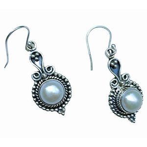 Navya Craft Handmade 925 <b>Silver</b> Freshwater Pearl <b>Dangle</b> <b>Earrings</b> for Women Boho Style Drop <b>Earrings</b> for Birthday & Anniversary - Product Image 1