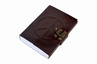 Journal de journal en cuir marron celtique Album photo Instagram avec papier fait main Paix de signe Planificateur de carnet de croquis de voyage