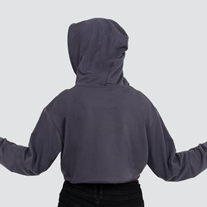 Sudadera con Capucha Corta para Mujer, de Felpa de Alta Calidad, con Logotipo Personalizado, Color Liso, de Algodón, Talla Grande - Product Image 3