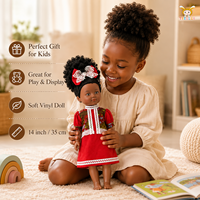 Poupée africaine TUSALMO de 14 pouces, noire, en vinyle souple, cheveux bouclés, pour filles, cadeau de fête, possibilité de personnaliser les vêtements, emballage OEM ODM