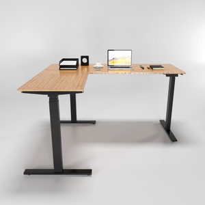 FlexiBamboo FB009 Electric <b>Adjustable</b> 3-Legged <b>Table</b> 3 Joints Modern Contemporary Design Pressed Bamboo Wood for Bedroom Use - Product Image 1