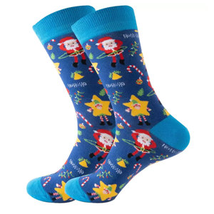 Calcetines con estampado navideño unisex de longitud media para hombre, calcetines cálidos de secado rápido de algodón peinado informales coloridos y frescos - Product Image 3