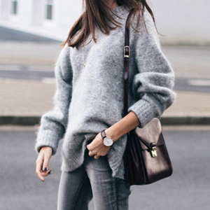 Pull en mohair pour femmes OEM sur mesure le plus vendu pull en tricot solide pull ras du cou avec couleurs personnalisées taille et logo - Product Image 5