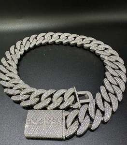 VVS Moissanite 925สเตอร์ลิงเงิน30มม. 22นิ้วโซ่เทนนิสสีขาว14K ทดสอบทองสไตล์ฮิปฮอป - Product Image 3