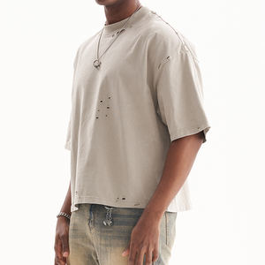 Camiseta desgastada de calle alta para hombres Y2k, camiseta de manga corta de gran tamaño, camisetas góticas Vintage para mujeres, ropa informal estilo Hip Hop, camisetas de algodón - Product Image 4