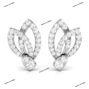 Pendientes de Plata de Ley 925 con Forma de Hoja y Moissanita en Corte Pera en el Centro, Diseño Elegante para Uso Diario - Product Image 3