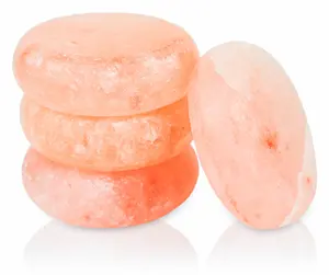 Pierre de massage ronde en forme de pièce de monnaie de sel rose de l'Himalaya, pierres de massage rondes en forme de pièce de monnaie de sel de l'Himalaya, forme ronde de sel de l'Himalaya - Product Image 5