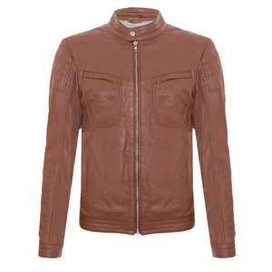 Chaqueta de moto de cuero de invierno de moda para hombre personalizada de alta calidad chaqueta de cuero acabada bordada para hombre - Product Image 4