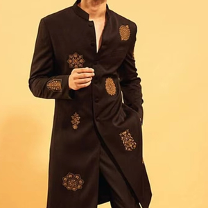 ELEGANT EMBROIDERY on BROWN SHERWANI & <b>PANT</b> DRESS WITH EMBELLISHED Beautiful Zardozi Embroidery for PARTY-WEAR & Weddings=2025 - Product Image 1