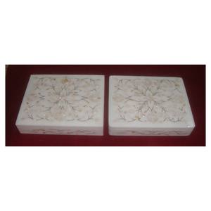 Boîtes incrustées de marbre pur avec des boîtes incrustées de marbre pour la décoration à la maison et des boîtes à bijoux avec finition fine - Product Image 1