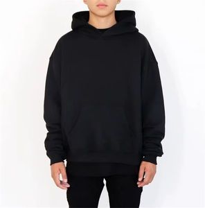 Blanc uni unisexe surdimensionné pull à capuche fournisseur en vrac Logo personnalisé poids lourd Streetwear mode 100% coton imperméable - Product Image 4