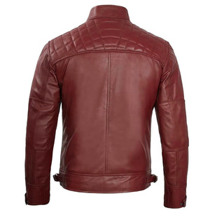 Autumn Winter <b>Men's</b> Casual Zipper Leather Quilted <b>Jacket</b> Breathable Windproof High Quality <b>Long</b> Sleeve Stand Customizable Colors - Product Image 3