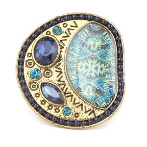 Bague fantaisie pour femme - Dorée - Bleu marine - Product Image 2