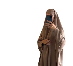 Nuevo vestido modesto para la oración musulmana de Jilbab Estilo simple con cintura natural Técnicas teñidas lisas - Product Image 3