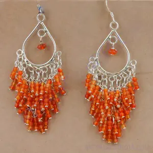 Women's 925 Sterling Silver Carnelian <b>Chandelier</b> <b>Earrings</b> <b>Fashion</b> Jewelry - Product Image 1