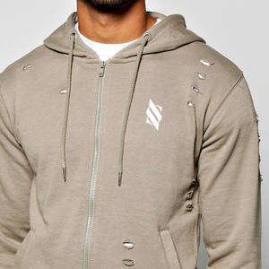 Taille personnalisée 100% coton respirant survêtements en détresse pour l'hiver bas quantité minimale de commande motif solide pas cher prix vêtements - Product Image 5