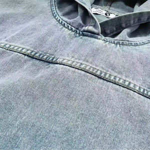 Sudadera con capucha de algodón con estampado de logotipo personalizado sin hilo lavado ácido diseño grueso streetwear heavyweight esencial Denim oversize hombres sudaderas con capucha - Product Image 4