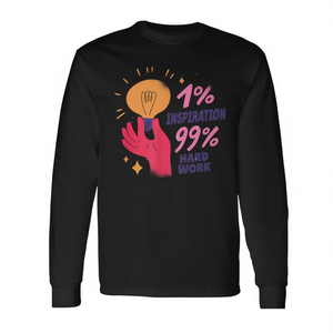 T-shirt à manches longues Inspiration And Hard Work Lightbulb, design 1% Inspiration 99% Hard Work - Product Image 2