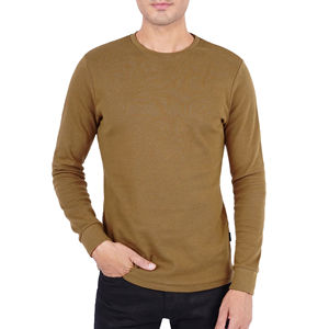 2025 nueva venta al por mayor de camisetas de manga larga con estampado de ajuste holgado de algodón 100% de moda de calle para hombres con impresión Digital de logotipo personalizado - Product Image 1