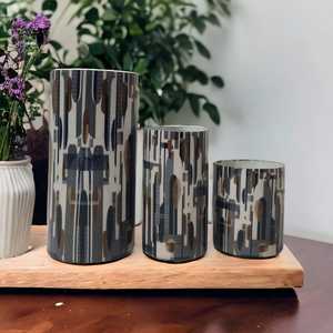 Enameled Black White Custom Artwork Glass Votive <b>Jars</b> Elegant Home Decor Wedding Centerpiece Metal Empty Candle Holders Logo - Product Image 6