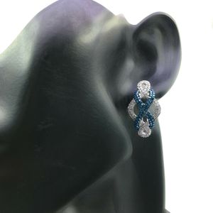 JEWELSPAARK ต่างหูห่วงอินฟินิตี้ประดับเพชรธรรมชาติทรงกลมสีขาวน้ำเงินสำหรับผู้หญิง เงิน 925 (2.01 กะรัต) - Product Image 5