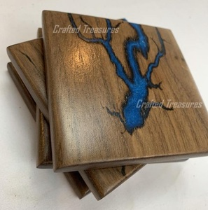 Elegantes juegos de posavasos de resina de madera con patrones de remolino artístico para posavasos de tiendas de regalos de diseñador Juego de 4 - Product Image 2