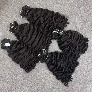 Paquete de cabello crudo birmano con tupé de cabello negro crudo estilo Jerry Curl para mujeres negras - Product Image 1