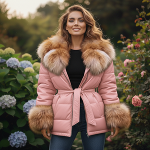 Chaqueta de Cuero para Mujer, Estilo Acolchado Nuevo, Chaqueta Corta de Cuero Marrón, Chaqueta de Cuero Acolchada para Mujer, Lederjacken, Pufferjacken - Product Image 4