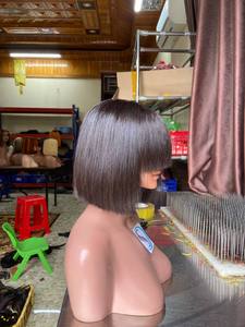Bone Straight Short Bob <b>Wig</b> With Bangs Vietnamese Remy Hair 100% Human Hair for Black Women <b>Cheap</b> Fringe <b>Wigs</b> Raw Human Hair - Product Image 5